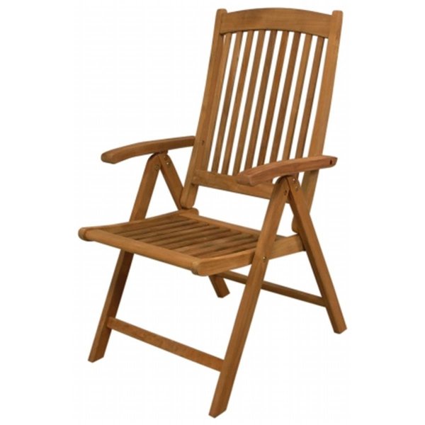 Heat Wave Avalonin Folding Multi-Position Deck Chair w-arms- Oiled Finish HE2688554